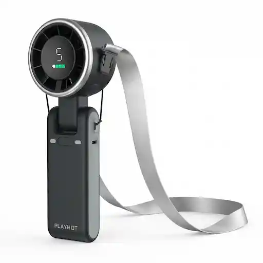 PlayHot Portable Turbo Fan Black — 13,550 RPM, 5 gear wind, 12H battery