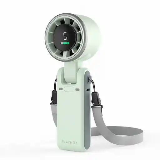 PlayHot Portable Turbo Fan Green — 13,550 RPM, 5 gear wind, 12H battery
