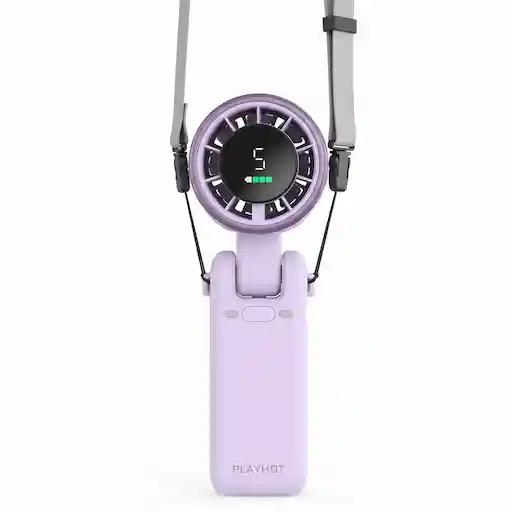 PlayHot Personal Fan Purple — 5000mAh rechargeable, 3-in-1 neck desk handheld fan