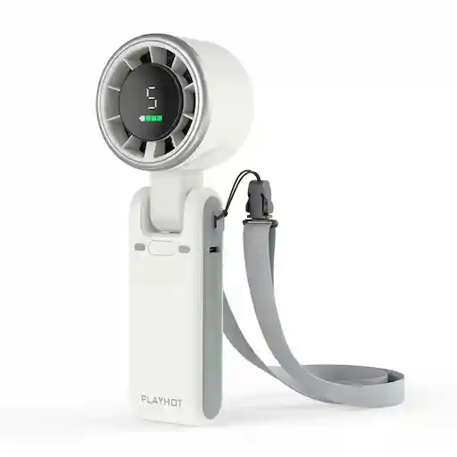 PlayHot Portable Turbo Fan White — 13,550 RPM, 5 gear wind, 12H battery