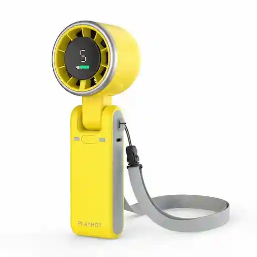 PlayHot Personal Fan Yellow — 5000mAh, 5-speed, beach vacation portable fan